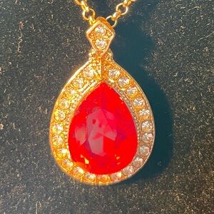 Elegant Monet Red Teardrop Earrings & Monet Blue post earrings